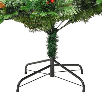 Kerstboom met LED en dennenappels 225 cm PVC en PE groen 9