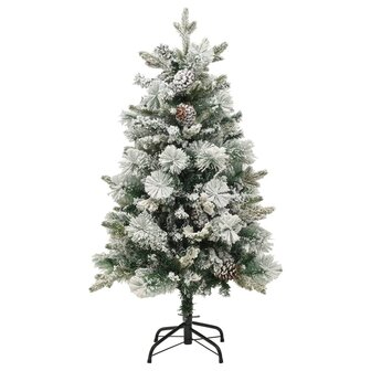 Kerstboom met LED en dennenappels en sneeuw 150 cm PVC en PE 2