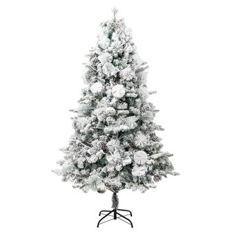 Kerstboom met LED en dennenappels en sneeuw 195 cm PVC en PE 4