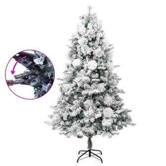 Kerstboom met LED en dennenappels en sneeuw 225 cm PVC en PE 3