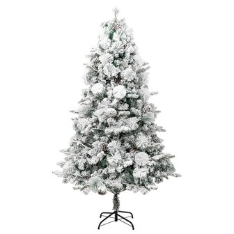 Kerstboom met LED en dennenappels en sneeuw 225 cm PVC en PE 4