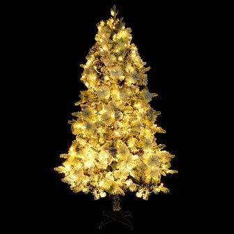 Kerstboom met LED en dennenappels en sneeuw 225 cm PVC en PE 5