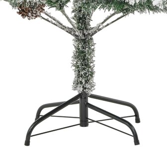 Kerstboom met LED en dennenappels en sneeuw 225 cm PVC en PE 10