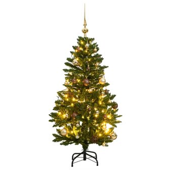 Kunstkerstboom met scharnieren 150 LED&amp;apos;s en kerstballen 150 cm 1