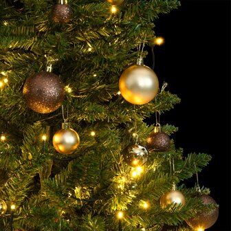 Kunstkerstboom met scharnieren 150 LED&amp;apos;s en kerstballen 150 cm 3