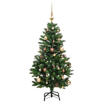 Kunstkerstboom met scharnieren 150 LED&amp;apos;s en kerstballen 150 cm 4