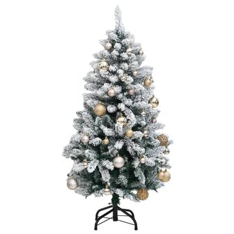 Kunstkerstboom met scharnieren 150 LED&amp;apos;s en kerstballen 150 cm 4