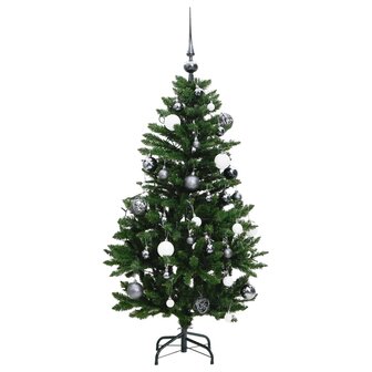 Kunstkerstboom met scharnieren 150 LED&amp;apos;s en kerstballen 150 cm 4