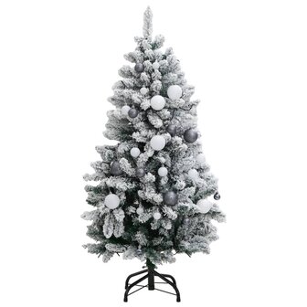 Kunstkerstboom met scharnieren 150 LED&amp;apos;s en kerstballen 150 cm 4