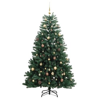 Kunstkerstboom met scharnieren 300 LED&amp;apos;s en kerstballen 240 cm 4