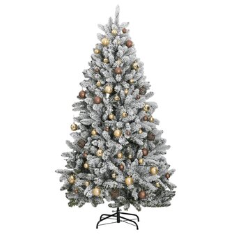 Kunstkerstboom met scharnieren 300 LED&amp;apos;s en kerstballen 180 cm 4