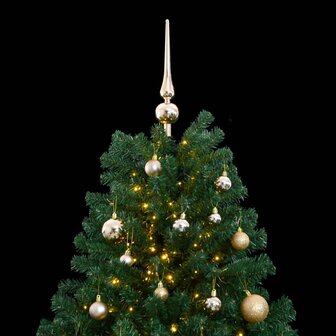 Kunstkerstboom met scharnieren 300 LED&amp;apos;s en kerstballen 240 cm 2