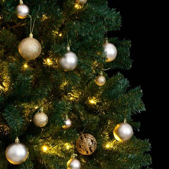 Kunstkerstboom met scharnieren 300 LED&amp;apos;s en kerstballen 240 cm 3