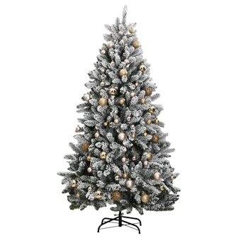 Kunstkerstboom met scharnieren 300 LED&amp;apos;s en kerstballen 180 cm 4