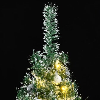 Kunstkerstboom met 300 LED&amp;apos;s kerstballen en sneeuw 180 cm 2