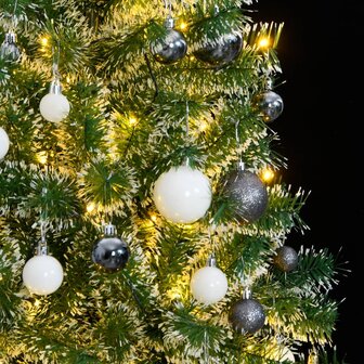 Kunstkerstboom met 300 LED&amp;apos;s kerstballen en sneeuw 210 cm 3