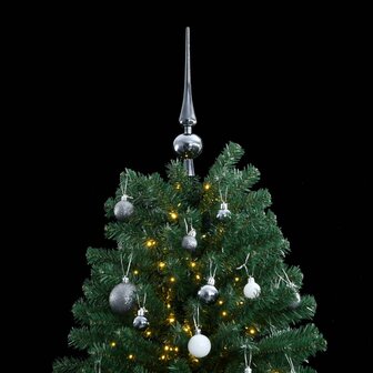 Kunstkerstboom met scharnieren 300 LED&amp;apos;s en kerstballen 240 cm 2