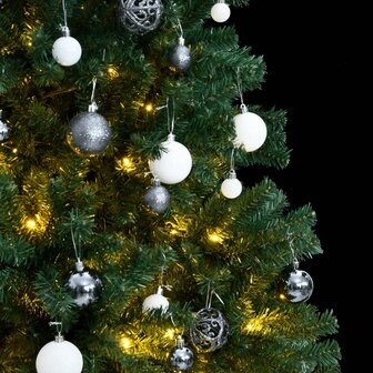 Kunstkerstboom met scharnieren 300 LED&amp;apos;s en kerstballen 240 cm 3