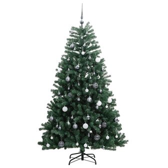 Kunstkerstboom met scharnieren 300 LED&amp;apos;s en kerstballen 240 cm 4