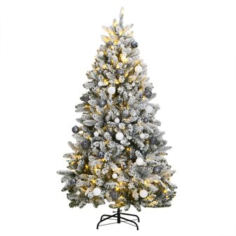 Kunstkerstboom met scharnieren 300 LED&amp;apos;s en kerstballen 180 cm 1