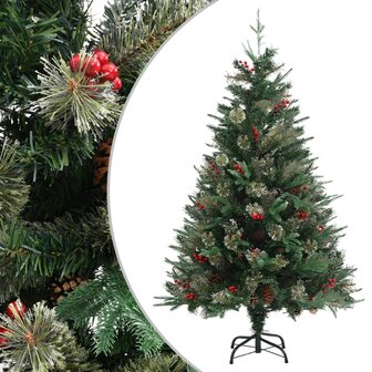 Kerstboom met dennenappels 120 cm PVC en PE groen 1