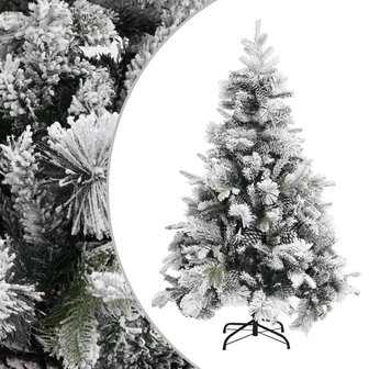 Kerstboom met dennenappels en sneeuw 150 cm PVC en PE 1