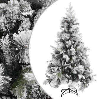 Kerstboom met dennenappels en sneeuw 195 cm PVC en PE 1