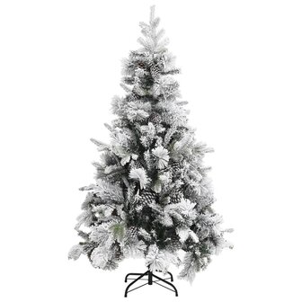 Kerstboom met dennenappels en sneeuw 195 cm PVC en PE 2