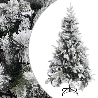 Kerstboom met dennenappels en sneeuw 225 cm PVC en PE 1