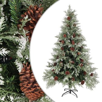 Kerstboom met dennenappels 120 cm PVC en PE groen en wit 1