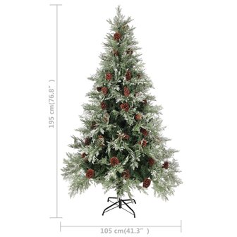 Kerstboom met dennenappels 195 cm PVC en PE groen en wit 5