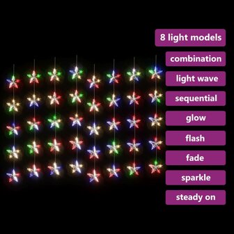 Lichtsnoergordijn sterren met 200 LED&amp;apos;s 8 functies meerkleurig 4