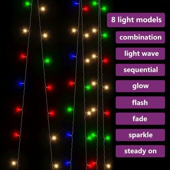 Lichtsnoergordijn met 300 LED&amp;apos;s en 8 functies 3x3 m meerkleurig 4