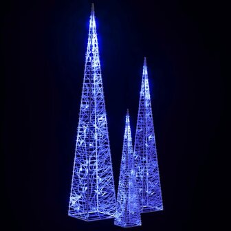 Lichtkegelset decoratief LED 30/45/60 cm acryl blauw 4