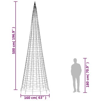 Lichtkegel aan vlaggenmast 1534 koudwitte LED&amp;apos;s 500 cm 10