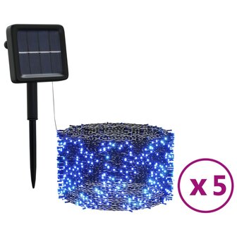 5 st Lichtslinger met 200 LED&amp;apos;s solar binnen/buiten blauw 2