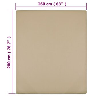 Hoeslakens jersey 2 st 160x200 cm katoen taupe 4