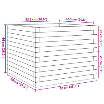 Plantenbak 60x60x46 cm ge&iuml;mpregneerd grenenhout 10