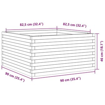 Plantenbak 90x90x46 cm massief grenenhout 10