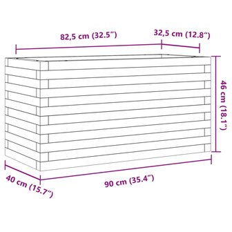 Plantenbak 90x40x46 cm massief grenenhout wit 10