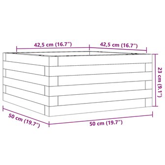 Plantenbak 50x50x23 cm massief grenenhout wit 10