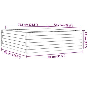 Plantenbak 80x80x23 cm massief grenenhout wit 10