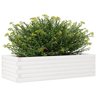 Plantenbak 90x40x23 cm massief grenenhout wit 4