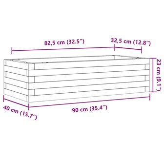 Plantenbak 90x40x23 cm massief grenenhout wit 10