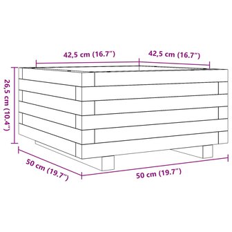 Plantenbak 50x50x26,5 cm ge&iuml;mpregneerd grenenhout 10