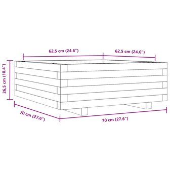 Plantenbak 70x70x26,5 cm massief grenenhout 10