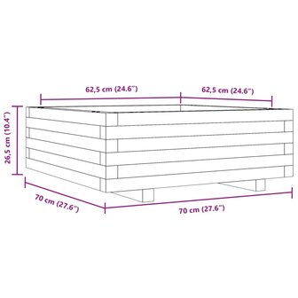 Plantenbak 70x70x26,5 cm massief grenenhout wasbruin 10