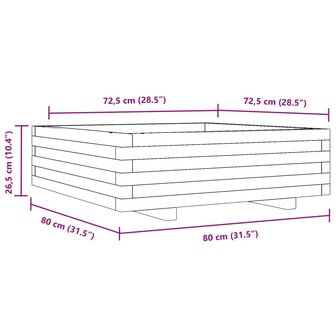 Plantenbak 80x80x26,5 cm massief grenenhout wit 10