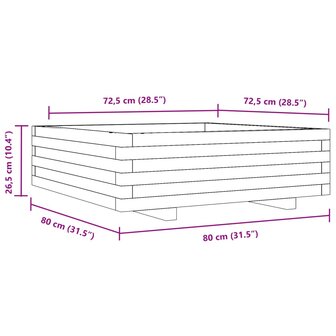 Plantenbak 80x80x26,5 cm massief grenenhout wasbruin 10