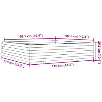 Plantenbak 110x110x26,5 cm massief douglashout 10